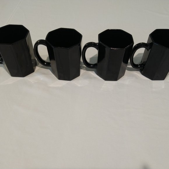 Arcoroc Other - Arcoroc France Black Octime Mugs Coffee Cups
